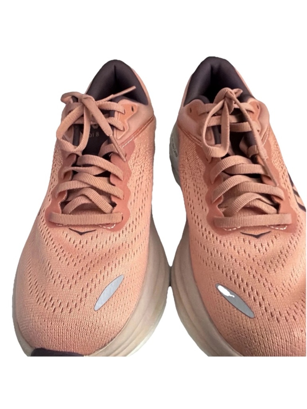 HOKA Bondi 8 Women's Pink White Mesh Running Shoes Size 7.5B Low Top Gym Hiking